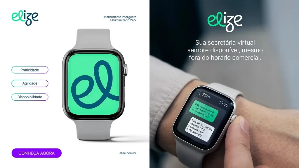 Elize em um relógio inteligente